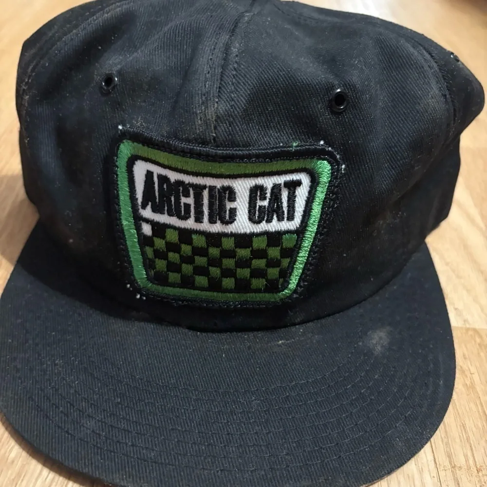 Vintage Arctic Cat Patch Black Cap K Brand Snap Back Green Hat Trucker